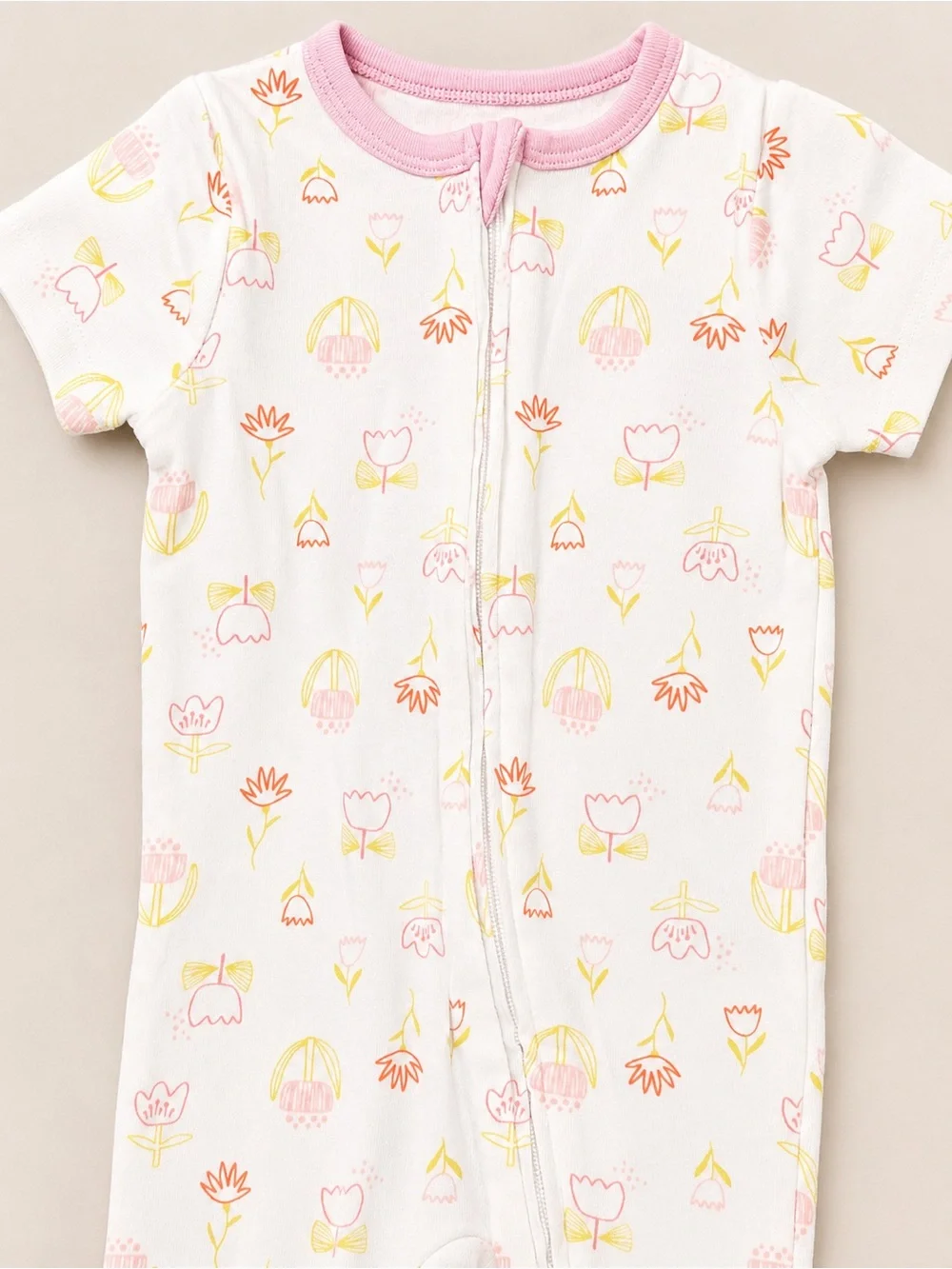 cloud island Pink & Cream Floral and Stripe Pajama Set